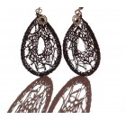 Kvačkani uhani, kapljica, večji svetleče črni