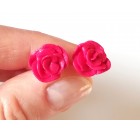 Ročno izdelani uhani z motivom roza vrtnice