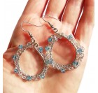 Unikatni uhani - kvačkani uhani s Swarovski kristali - modri