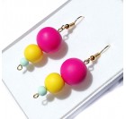 Viseči uhani za ženske - ciklamna, rumena, turkizna