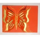 Vo&scaron;čilnice za rojstni dan, obletnice - rdeč metulj, zlata kontura