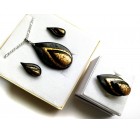 Prstan in uhani - Zlato črna kaplja