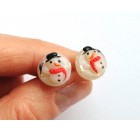 Uhani z motivom snežaka - rdeč &scaron;al