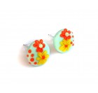 Uhani za ženske - cvetice, turkizna, oranžna, rumena