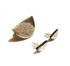 Prstan in uhani - srebrno črna, luna