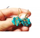 Viseči uhani za ženske - turkizna, zlata