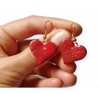 Viseči uhani za ženske - rdeče srce