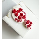 Valentinova črno belo rdeča ogrlica in prstan - vrtnica