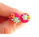 Uhani za ženske - marjetica, ciklamna