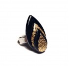 Ogrlica, uhani in DARILO - prstan, zlato črna kaplja