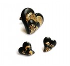 Prstan in uhani - Zlato črno srce