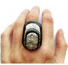 Prstan in uhani - Zlato črn vadrat