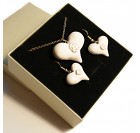 Valentinova ogrlica in uhani - rjavo srce z vrtnico