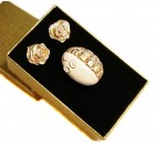 Valentinov prstan in uhani - bela vrtnica