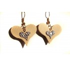 Unikatni uhani iz umetnega usnja - bež srce