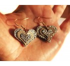 Unikatni uhani iz umetnega usnja - zlato srce