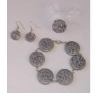 Unikatni, ročno izdelan komplet zapestnice, prstana in uhanov