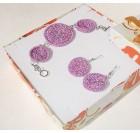 Kvačkan nakit, komplet - zapestnica in uhani - vijolična