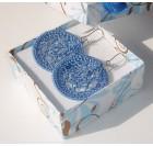 Pastel modra - kvačkani uhani, veliki, okrogli