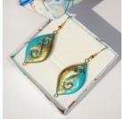 Turkizno zlati uhani z unikatnim vorčkom iz žice