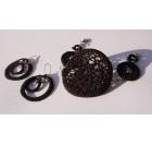 Črn kvačkan nakit, komplet - zapestnica in uhani