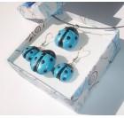 Izvirna darila - uhani, prstan, obesek - pikapolonica (sv. modra -č rna)