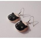 Uhani z motivom mačk v belo črni barvi