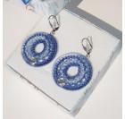 Kvačkani uhani, temno-svetlo modri, okrogli