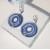Light-dark blue - Crocheted earrings, round