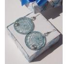 Srebrno modra modra - kvačkani uhani, okrogli