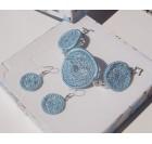 Kvačkan nakit, komplet - zapestnica in uhani, srebrno modra