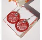 Svetleče rdeča - kvačkani uhani, okrogli