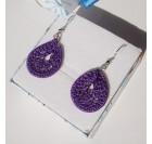 Temno vijolična - kvačkani uhani, kapljica