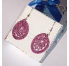 Svetleče ciklamna - kvačkani uhani, kapljica