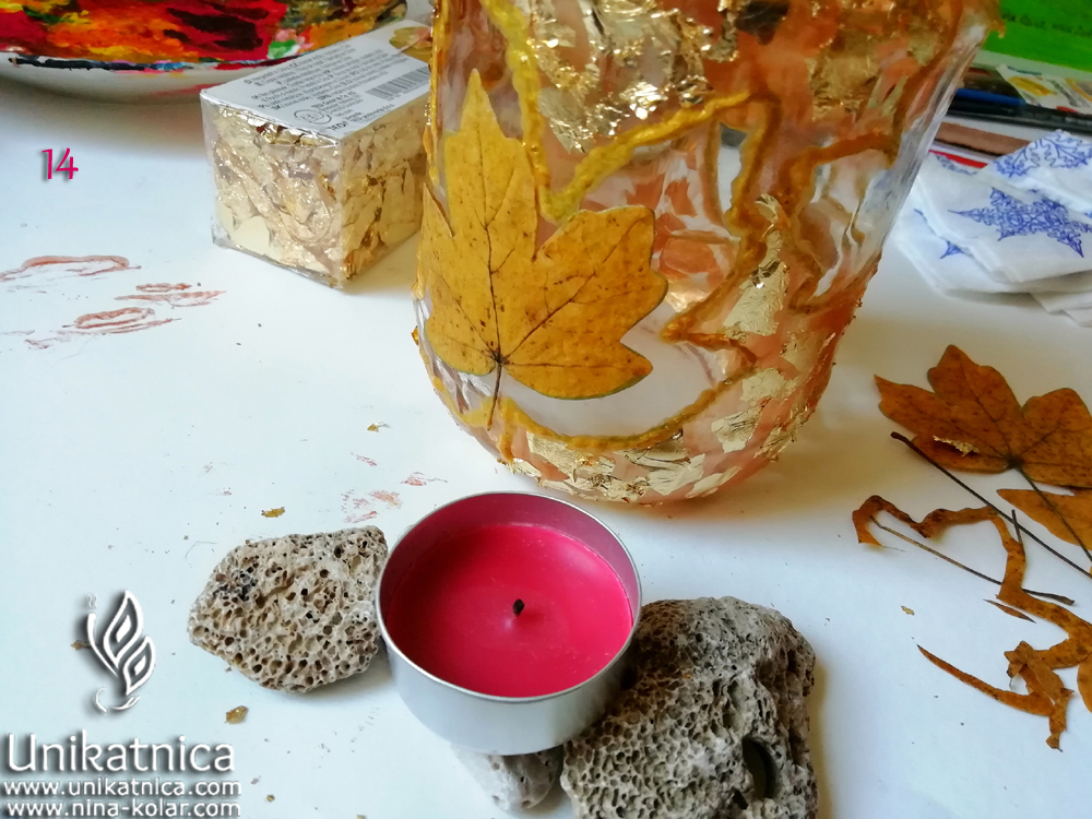 Ustvarjalna ideja - jesenska dekoracija - svečnik