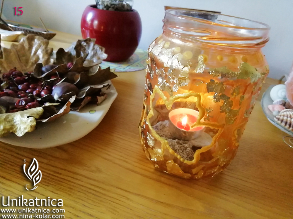 Ustvarjalna ideja - jesenska dekoracija - svečnik