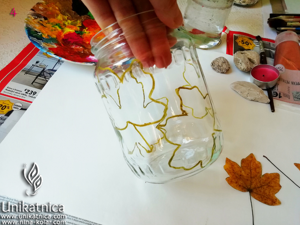 Ustvarjalna ideja - jesenska dekoracija - svečnik